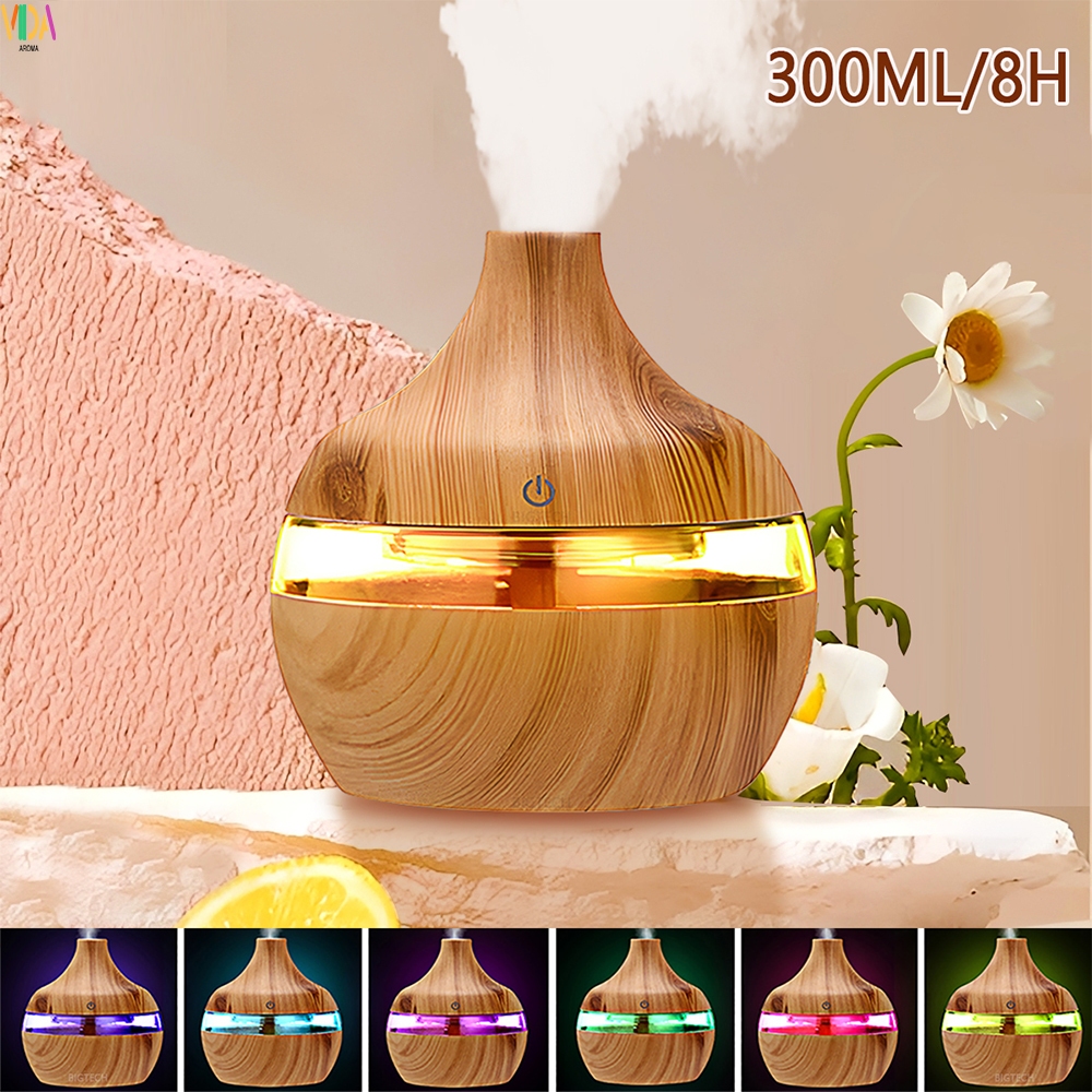 Umidificador de Aromaterapia 7 Iuzes Coloridas Temporizador de 8 Horas Umidificação Aromaterapia 2 em 1 Super Prático em Oferta na Shopee