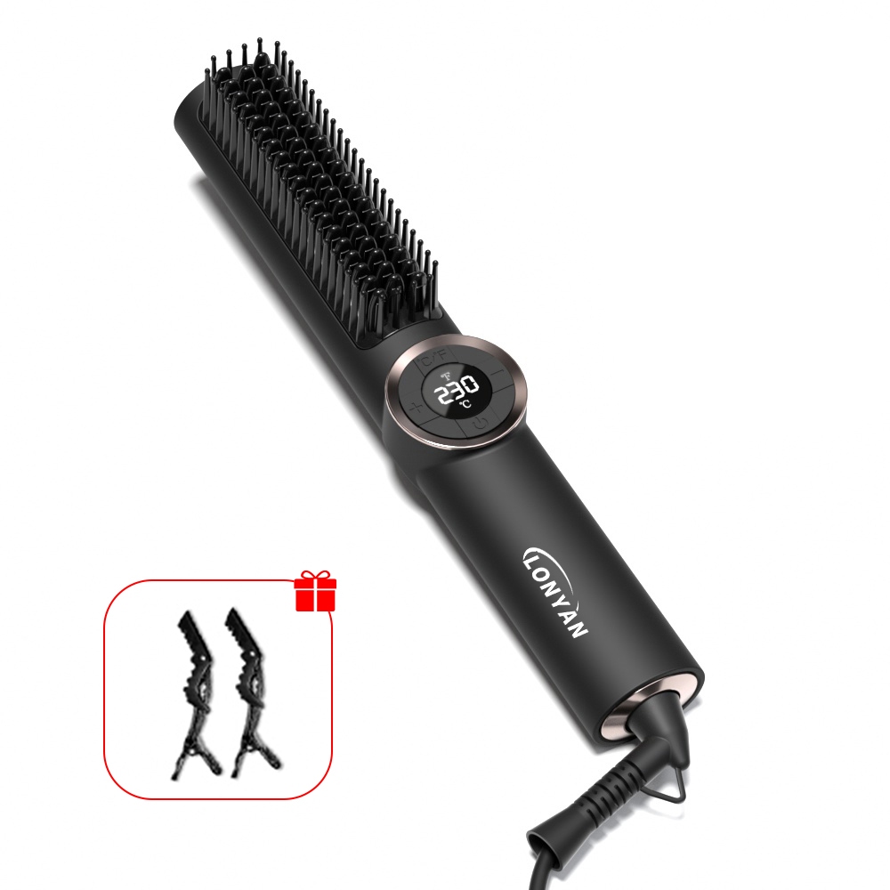 Chapinha Para Cabelo Bivolt 220V 127V 55W Anti - Queimadura Com Tionização Alisar E Enrolar Multifunção Escova Alisadora