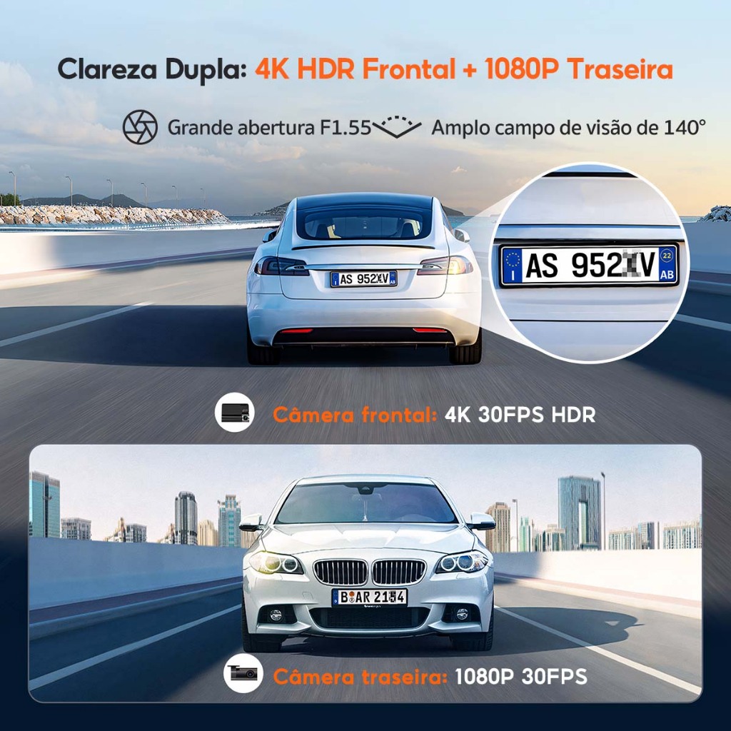Câmera Veicular 70mai A800SE Set 4k HDR+1080p Gps Visão Noturna 3'' Tela WiFi6 App ADAS 24H Supercapacitor 140° Voz · foto 2