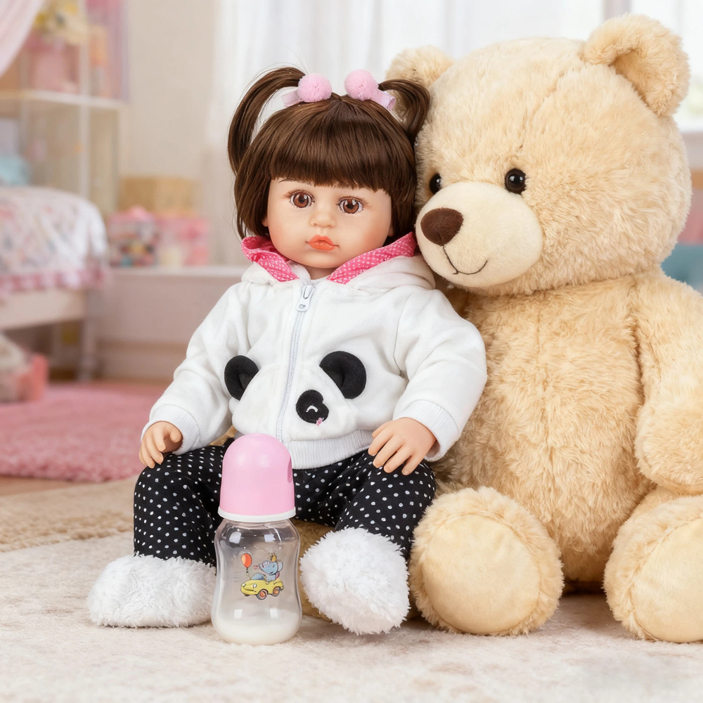 Boneca Bebê Reborn 100% Silicone Menina Original 48cm Panda em Oferta na Shopee