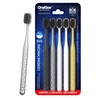 Oralgos Escova Dental Premium, 5 Unidades, Cerdas Macias - Presente Familiar em Oferta na Shopee