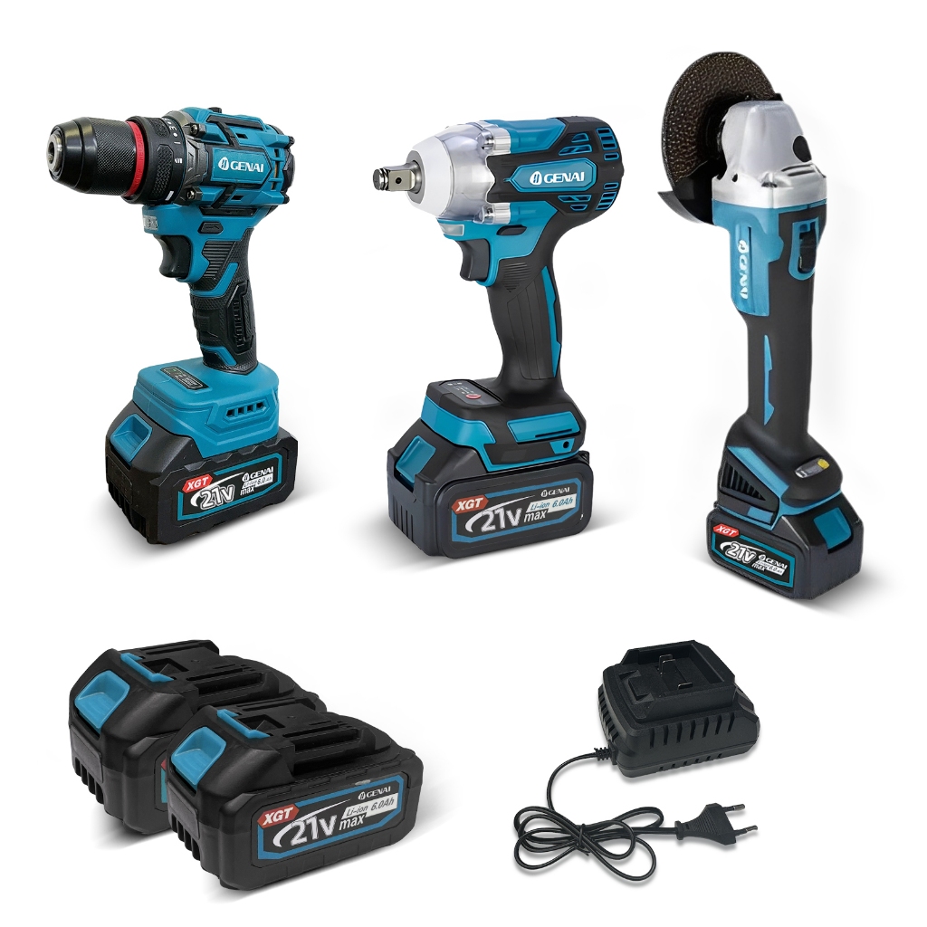 Kit 3 EM 1 Motor Sem Escovas Esmerilhadeira Parafusadeira Chave 1/2 21v + Caixa De Ferramentas em Oferta na Shopee