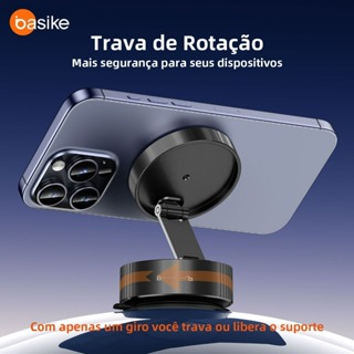 Basike 360° Suporte Veicular Magnético Para Carro Magsafe ajustável ventosa rotacionável 360°Universal Resistente Celula em Oferta na Shopee