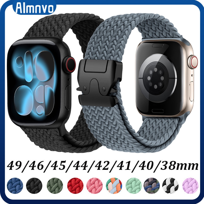 Pulseira De Nailon Magnético Tecido Para Para Relógio Apple Watch Series 11 10 9 8 7 Ultra 3 2 Iwatch 49 46 45 42 41mm