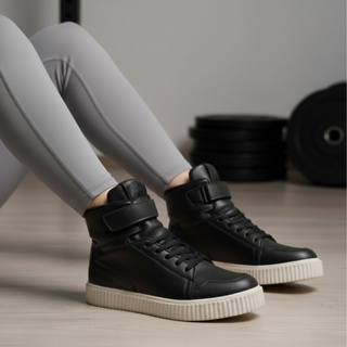 Tênis Feminino Botinha Em Couro Sintético Cano Alto Para Academia em Oferta na Shopee