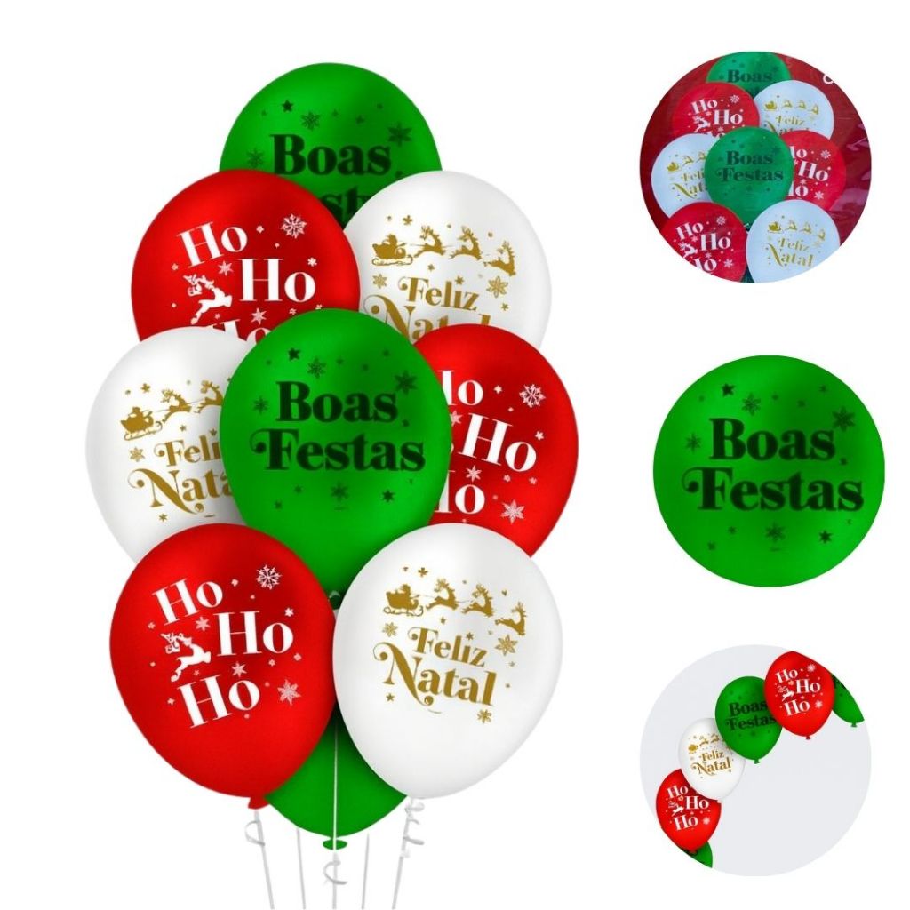 25~100 BALÃO NATAL REDONDO 9 pol. NATAL MAGICO ( REGINA ) (CHOCO)