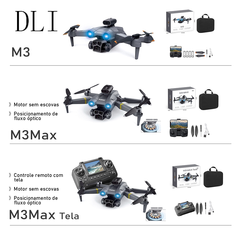 DLI M3max Mini Drone Fotografia Aérea Controle De Tela Fluxo Óptico Posicionamento com 2 Baterias