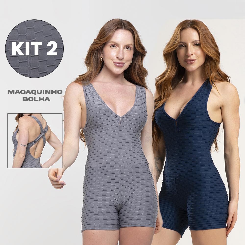 Kit 2 macaquinhos academia tecido bolha costas cruzadas conforto e estilo feminino em Oferta na Shopee