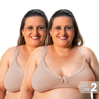 Kit 2 Sutiãs Amamentação Plus Size Microfibra Macia com Alças Largas e Fecho Prático em Oferta na Shopee