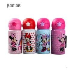 Garrafa de Alumínio Disney 500ml com Trava Antivazamento Infantil Original Sortidas