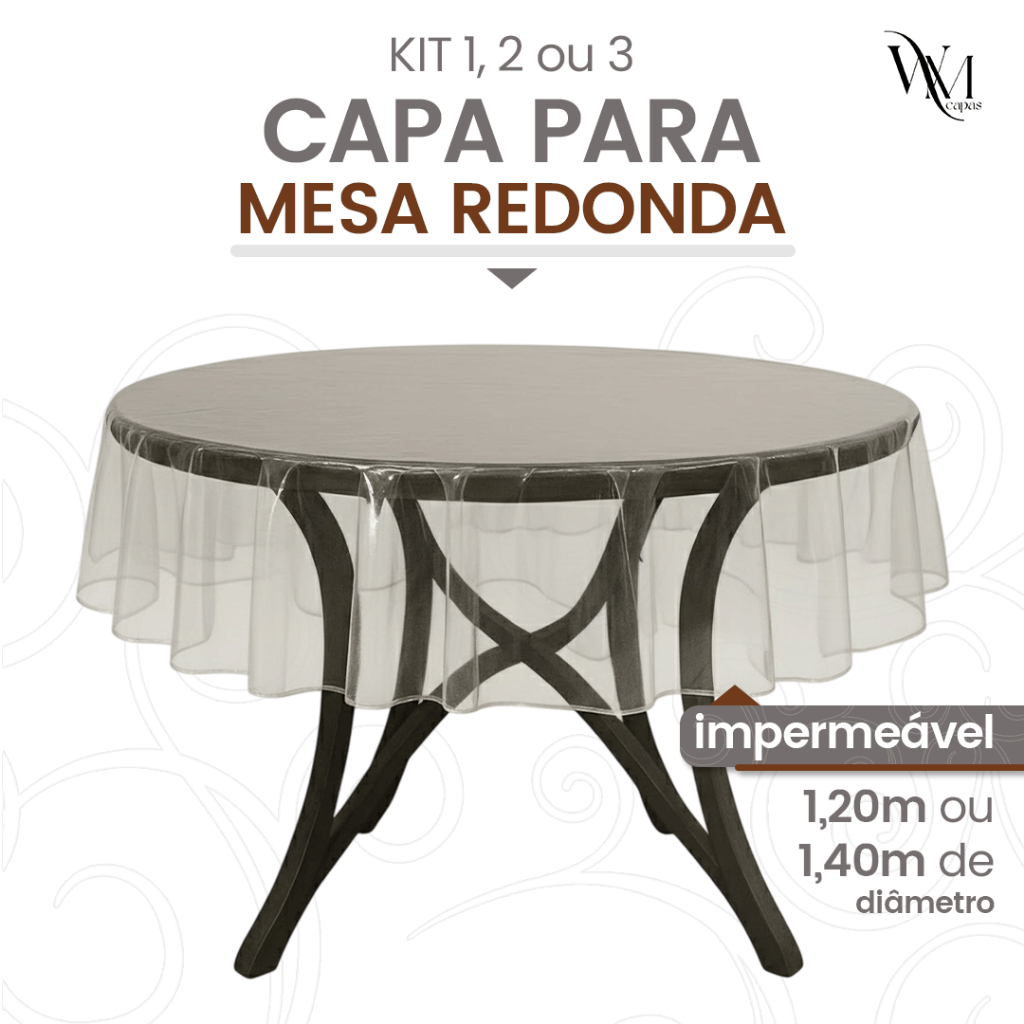 Toalha De Mesa Redonda Plástico Transparente 1,40m Diâmetro