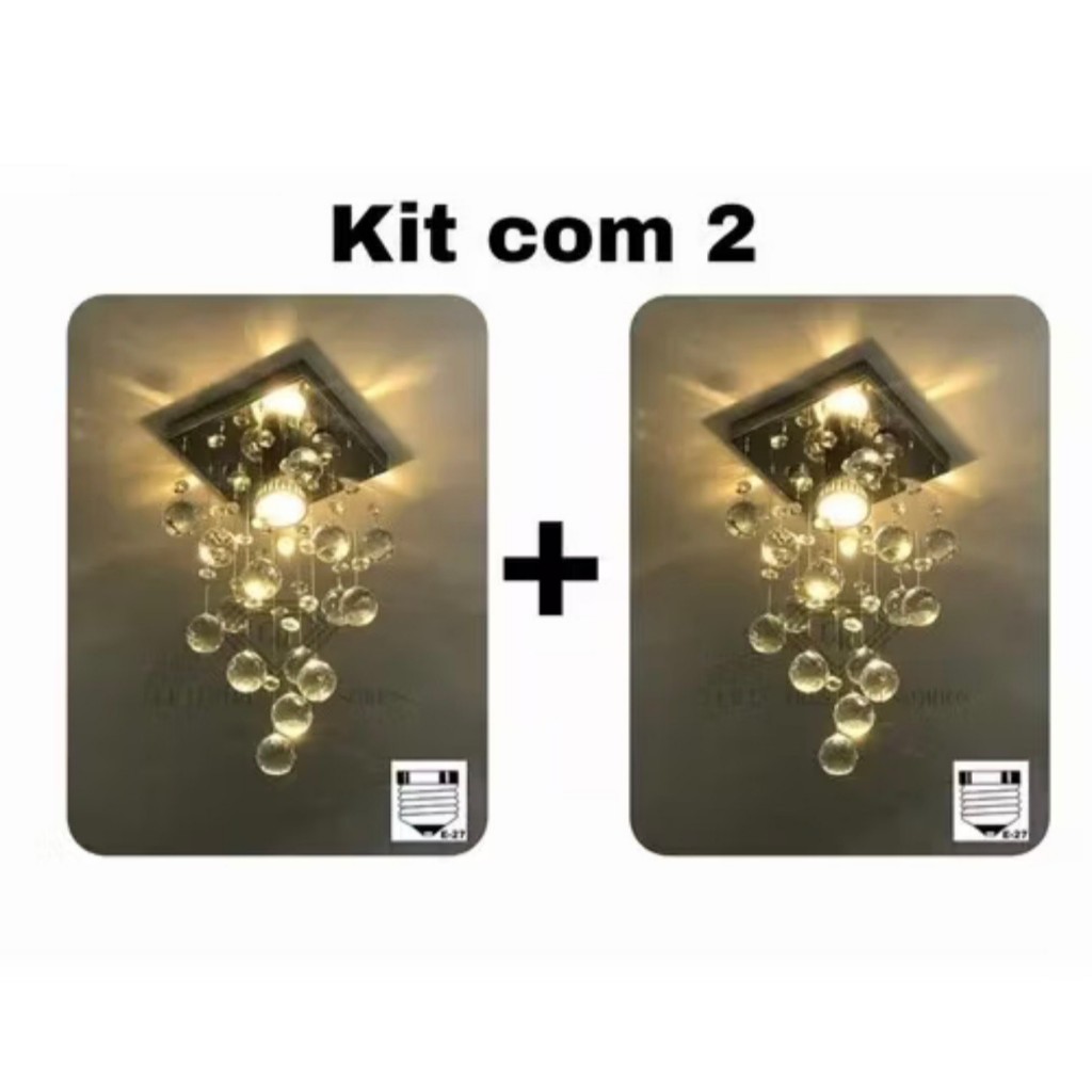 Lustres Cristal Alto Brilho Pendente Sala Quarto Hall Pronto Envio Kit