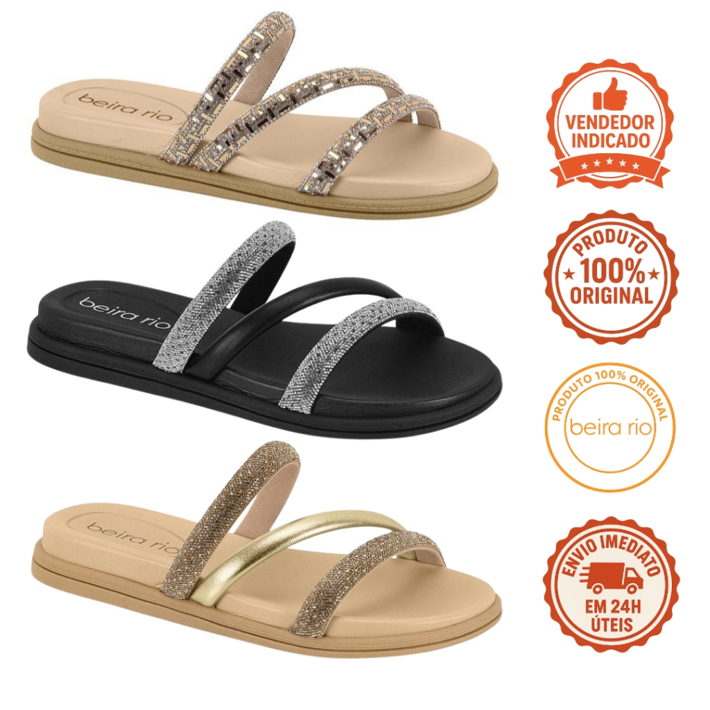 Papete Beira Rio Feminina 3 Tiras Original Conforto e Estilo em Oferta na Shopee