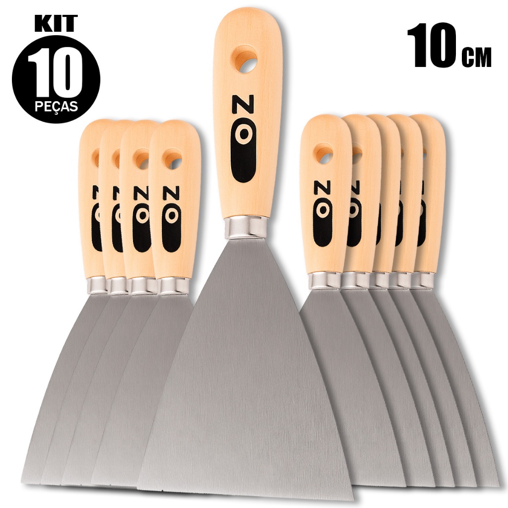 Espátulas Multiuso 10cm De Aço C/ Cabo De Madeira Kit 10 Unidades Oz em Oferta na Shopee