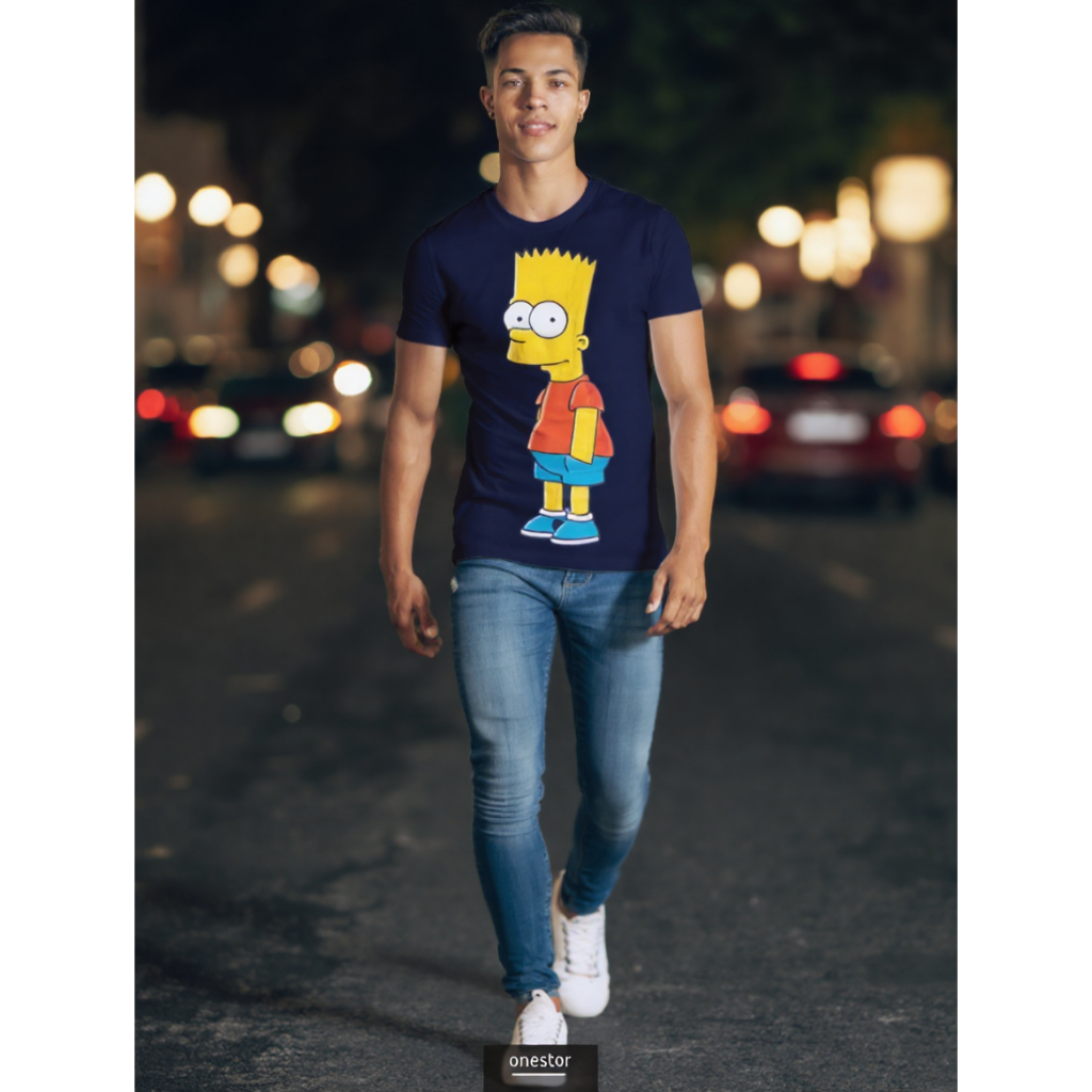 Camiseta Masculina Estampada  Bart Simpson Streetwear Divertida Personagem 100 Algodã