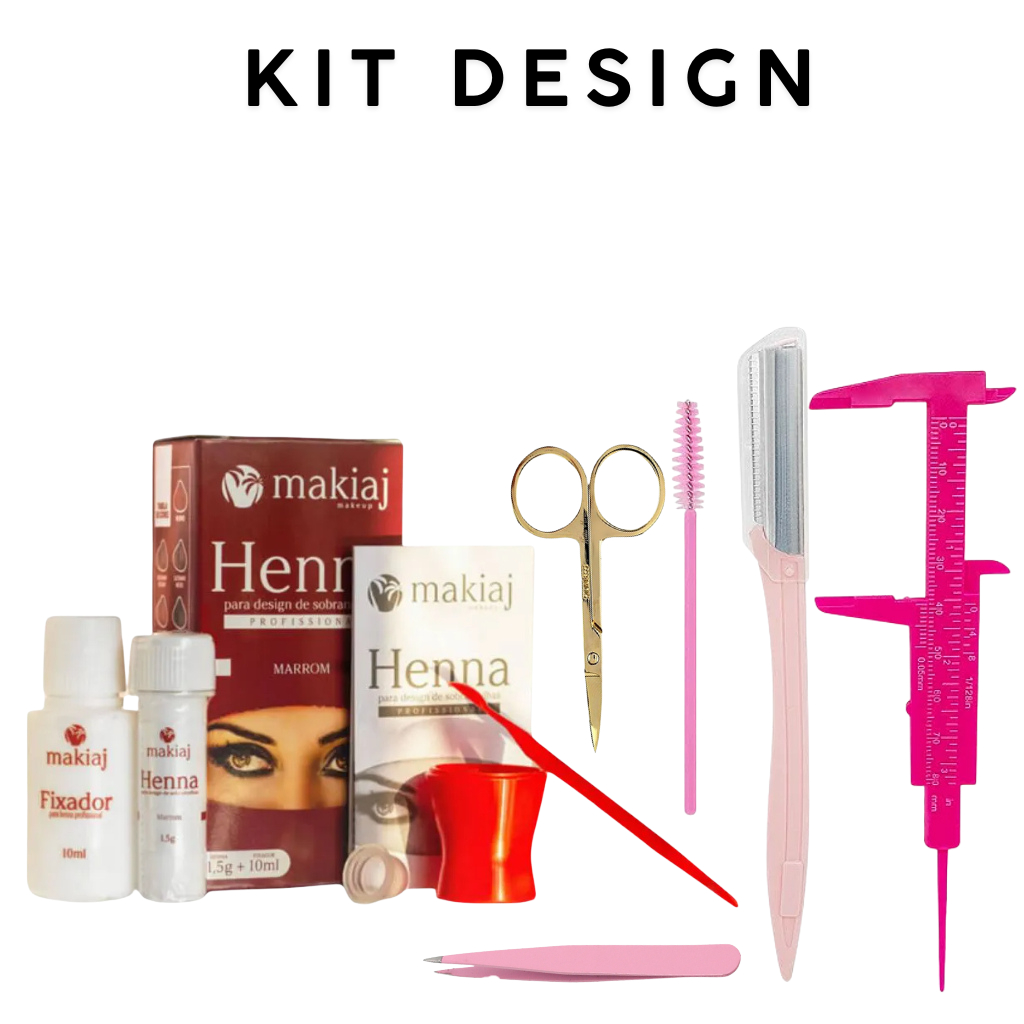 Henna de sobrancelhas e kit paquimetro e navalha para design de sobrancelhas, kit em Oferta na Shopee