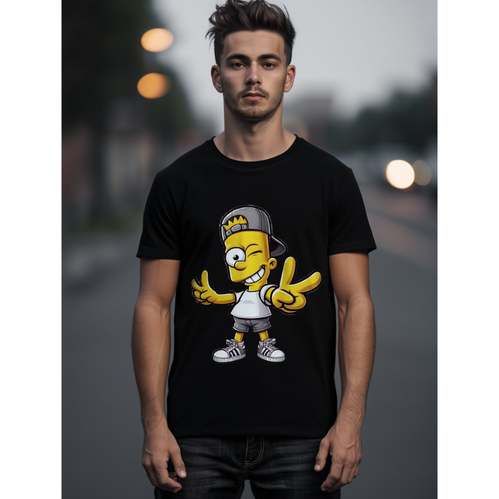 Camiseta Desenho Animado Os simpsons Estampada Streetwear Divertida  Personagem Unissex 100% Algodão