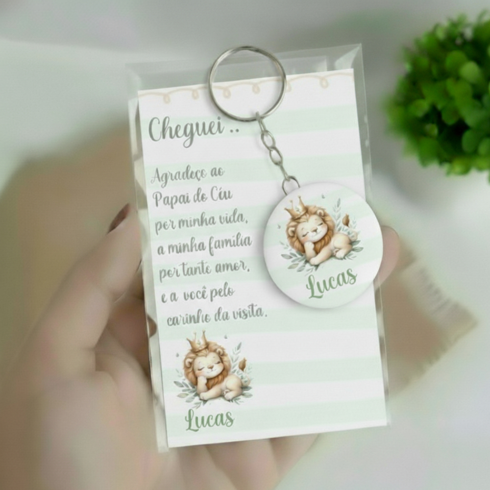 kit Lembrancinha Maternidade Rei Leãozinho c/ Nome do Bebê Personalizado Lembrança Nascimento Menino