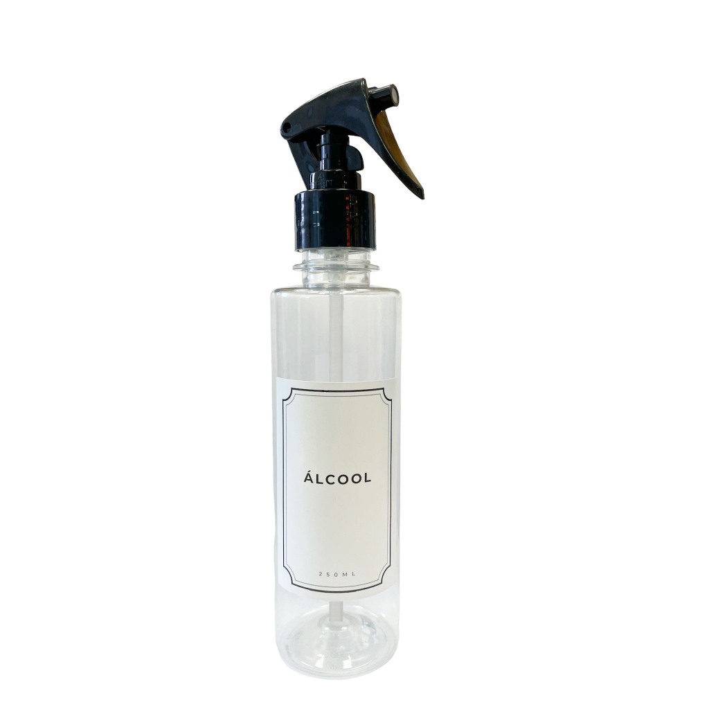 Frasco 250ml Alcool Organizador Minimalista Spray Mini Gatilho