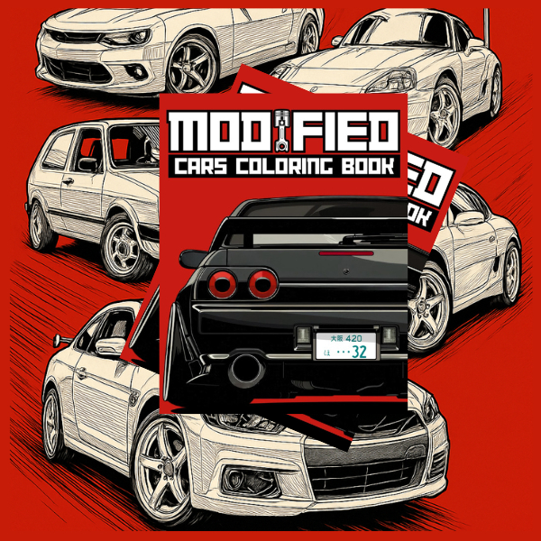 Modified Cars 50 Desenhos para colorir FOLHAS SOLTAS + Acetato NÃO VAI ENCADERNADO