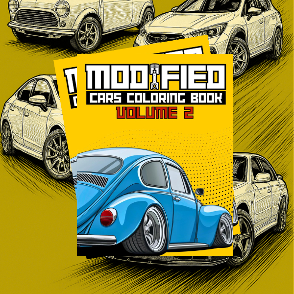 Modified Cars Vol.2 Desenhos para colorir FOLHAS SOLTAS A4/A5 + Acetato NÃO VAI ENCADERNADO