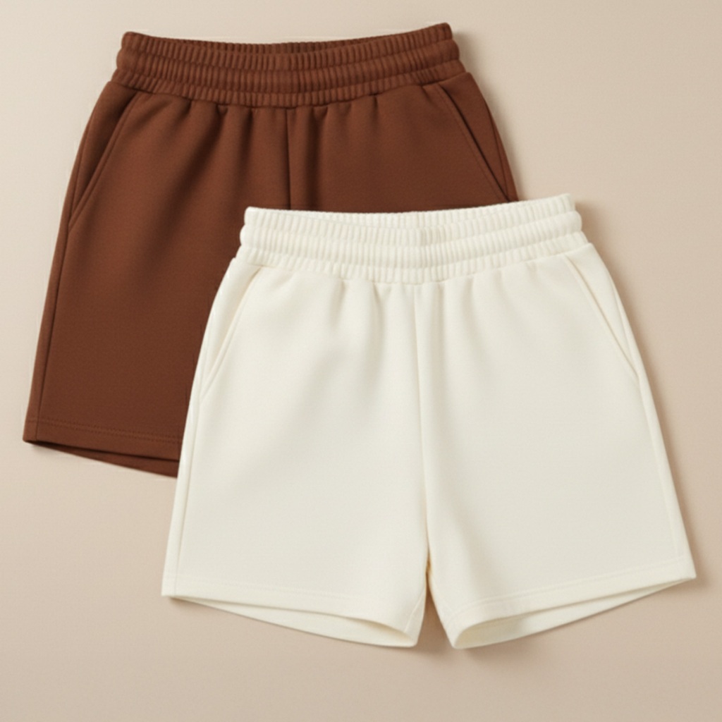 Short Conjunto Duas Peças Leve Sem Estampa Toque Algodão Verão Piscina Cos Largo Off White Verde Modeladora Bermuda