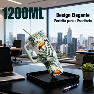 Copo Térmico com Alça Garrafa Térmica 1200ml Copo Térmico com Canudo Mantém Gelado Mantém Quente em Oferta na Shopee