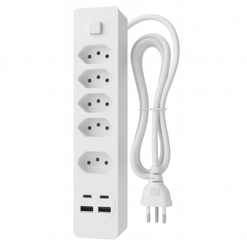 Filtro de Linha 2 Metros Inova 5 Tomadas 2 USB 2 USB-C Bivolt Potência Segurança em Oferta na Shopee