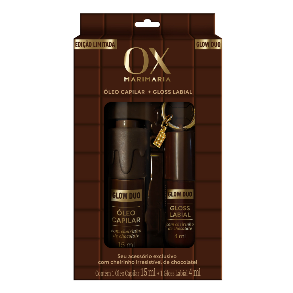 Kit Ox Glow Duo Chocolate Mari Maria - Óleo Capilar 15ml + Gloss Labial 4ml