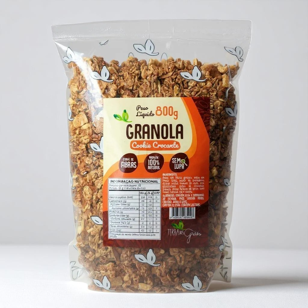 GRANOLA COOKIE CROCANTE CACAU E COCO - 800G TERRA DOS GRÃOS