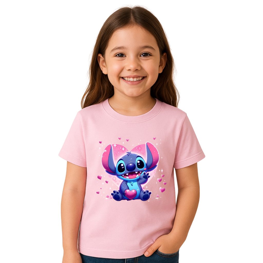 Camiseta Infantil Stitch 100% Algodão Varias Cores promoção e Tamanho 02 ao GG