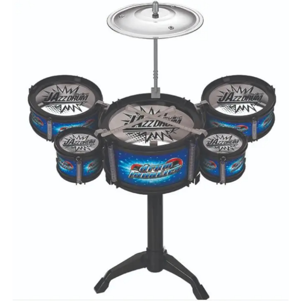 Mini Bateria Azul Musical Infantil Art Brink , 5 Tambores, Baquetas, Prato
