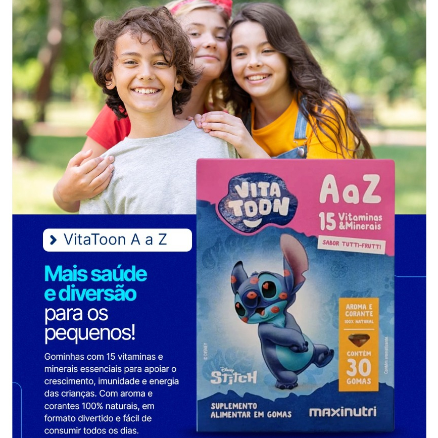Vitatoon Stitch vitamina do A a Z (30 Gomas) - Sabor: Tutti Frutti