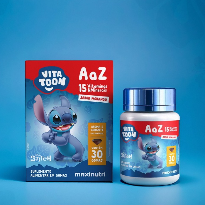Vitatoon Stitch VITAMINA DO A  a Z (30 Gomas) - Sabor: MORANGO