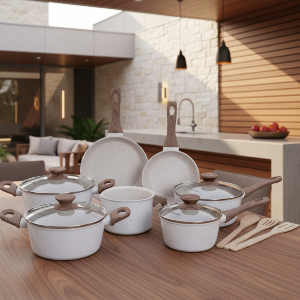 Jogo De Panelas 10 Peças Premium Indução Revestimento Cerâmico Antiaderente em Oferta na Shopee