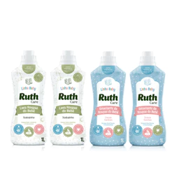 Kit com 2L de Lava Roupas Líquido Ruth Care Baby Xodozinho + 2L Amaciante Diluído Baby Care Doces Sonhos Ruth