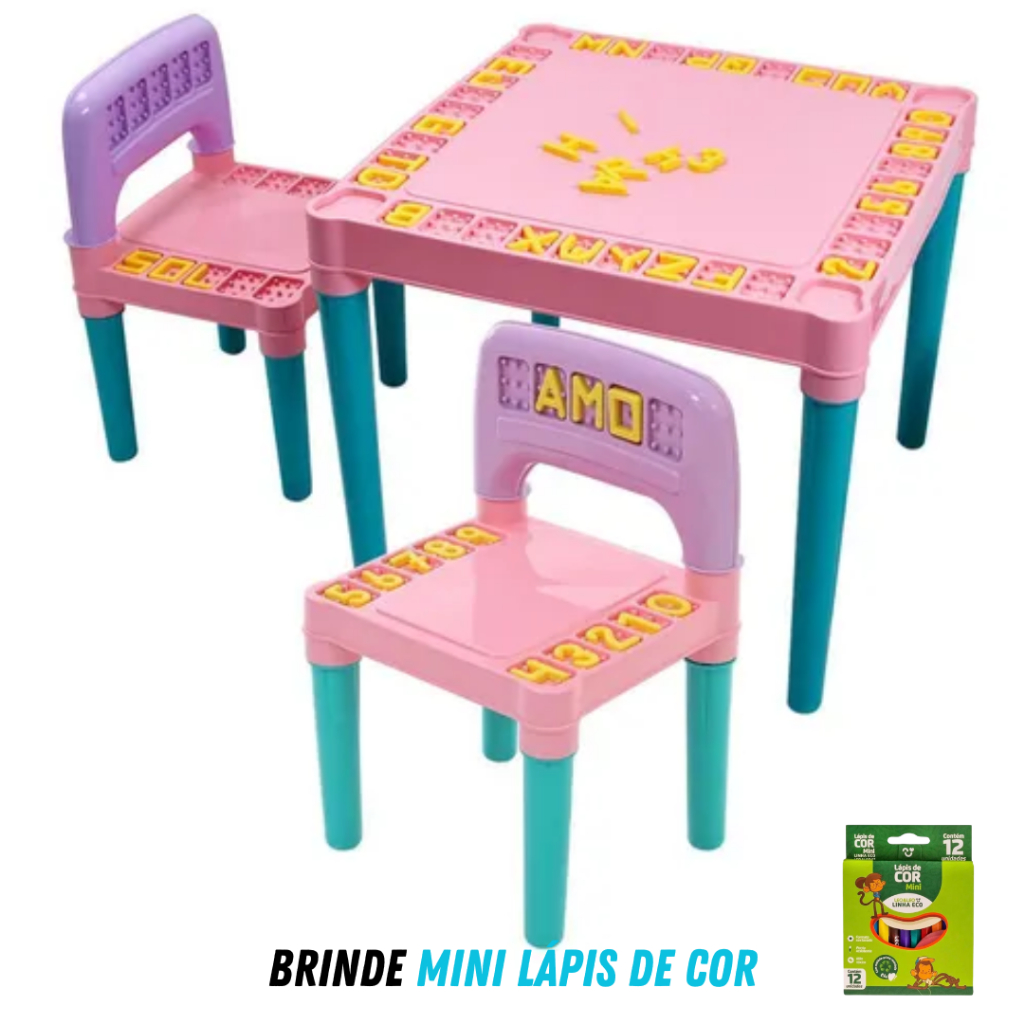 Mesinha Mesa Didática Infantil 2 Cadeiras Tritec - Envio Imediato