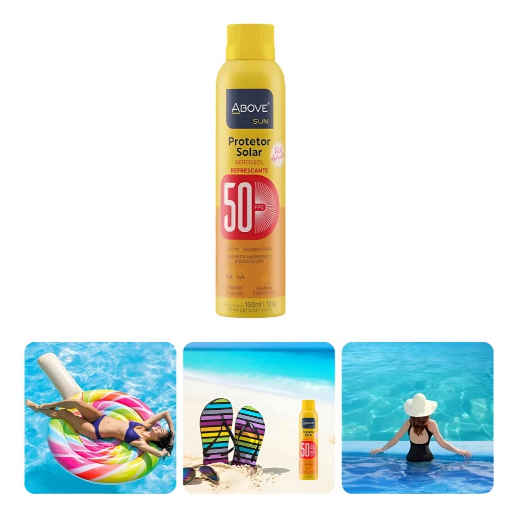 PROTETOR SOLAR EM SPRAY AEROSOL ABOVE FPS 50 150ML em Oferta na Shopee
