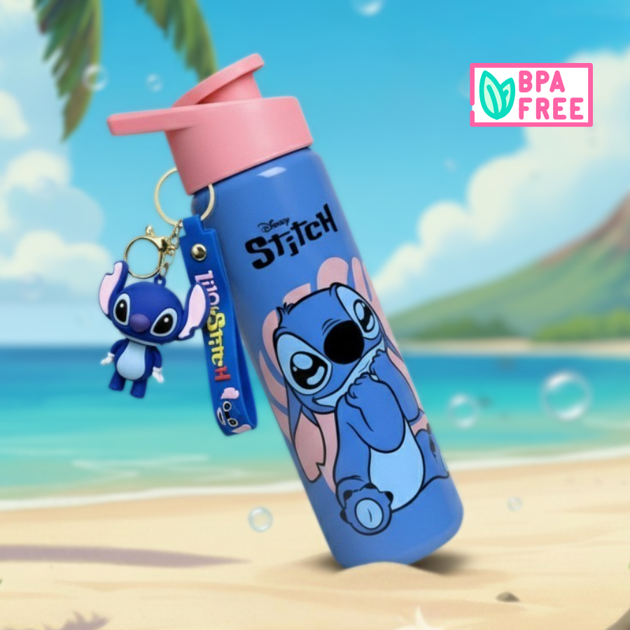 GARRAFINHA STITCH SQUEEZE 700 ML BPA FREE  ACOMPANHA CHAVEIRO em Oferta na Shopee