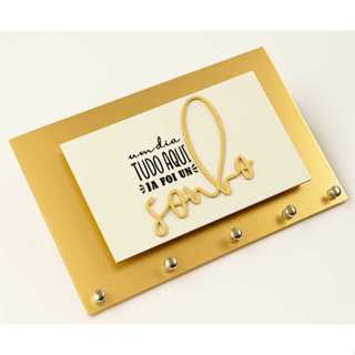 Porta Chaves "Um dia isso tudo foi um Sonho", Com Porta Cartas  DOURADO em Oferta na Shopee