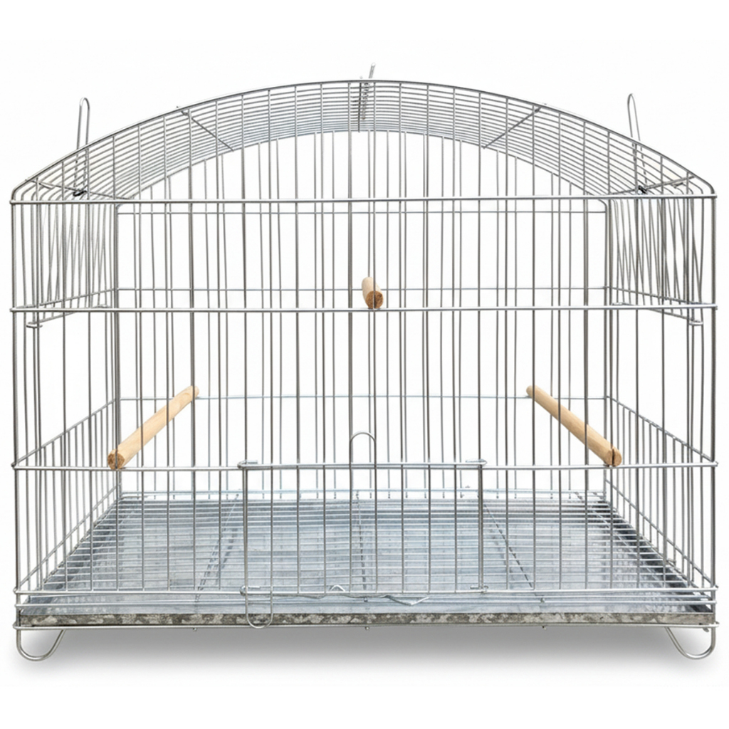 Gaiola Para Trinca Ferro Pixarro Sabia Com 2 Passador Macho Femea Malha Larga 20mm 57x51x28 Prata