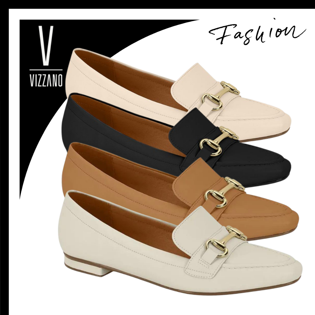 Mocassim Vizzano Sapato Social Calce Fácil Trabalho Confortável Dia a Dia Fivela Dourada