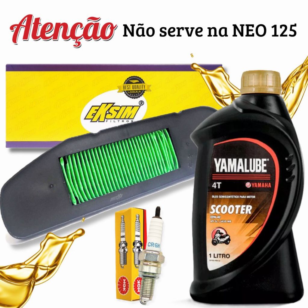 Kit Revisão Fluo 125 2022-2024 Yamalube 10w40 Scooter + Filtro de Ar + Vela Ngk em Oferta na Shopee