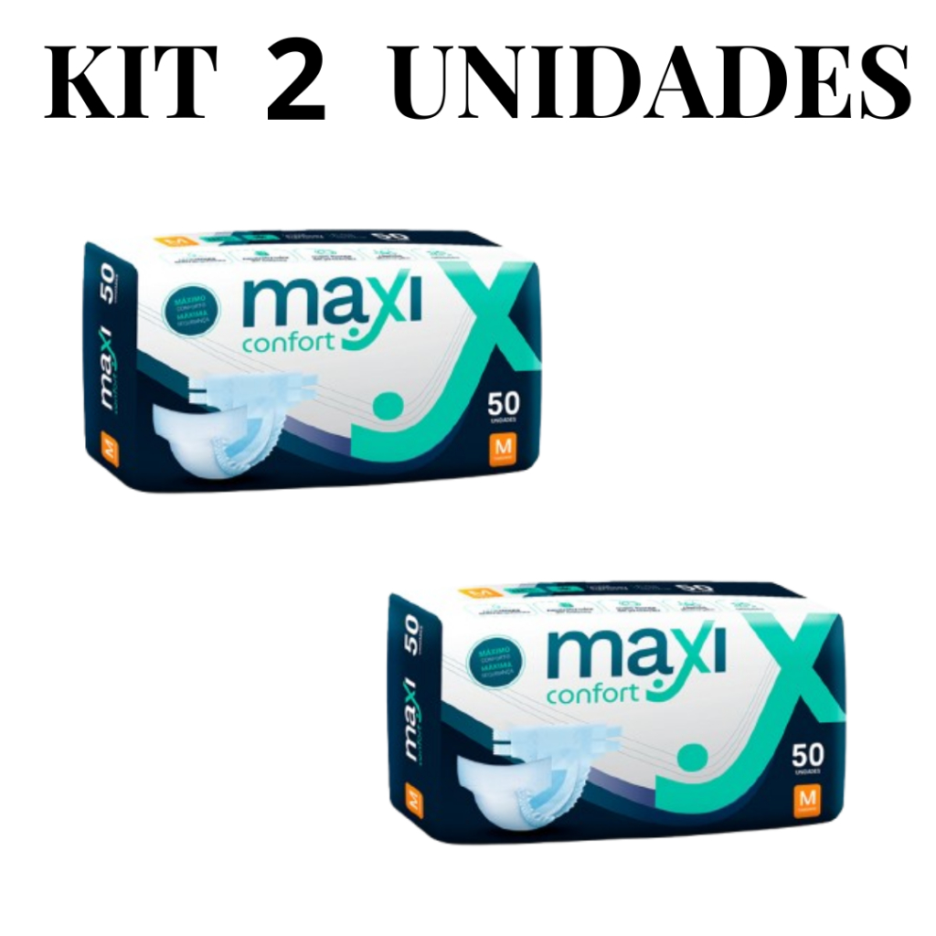 Kit 2 Fraldas Geriátricas Maxi Confort Hyper M com 50