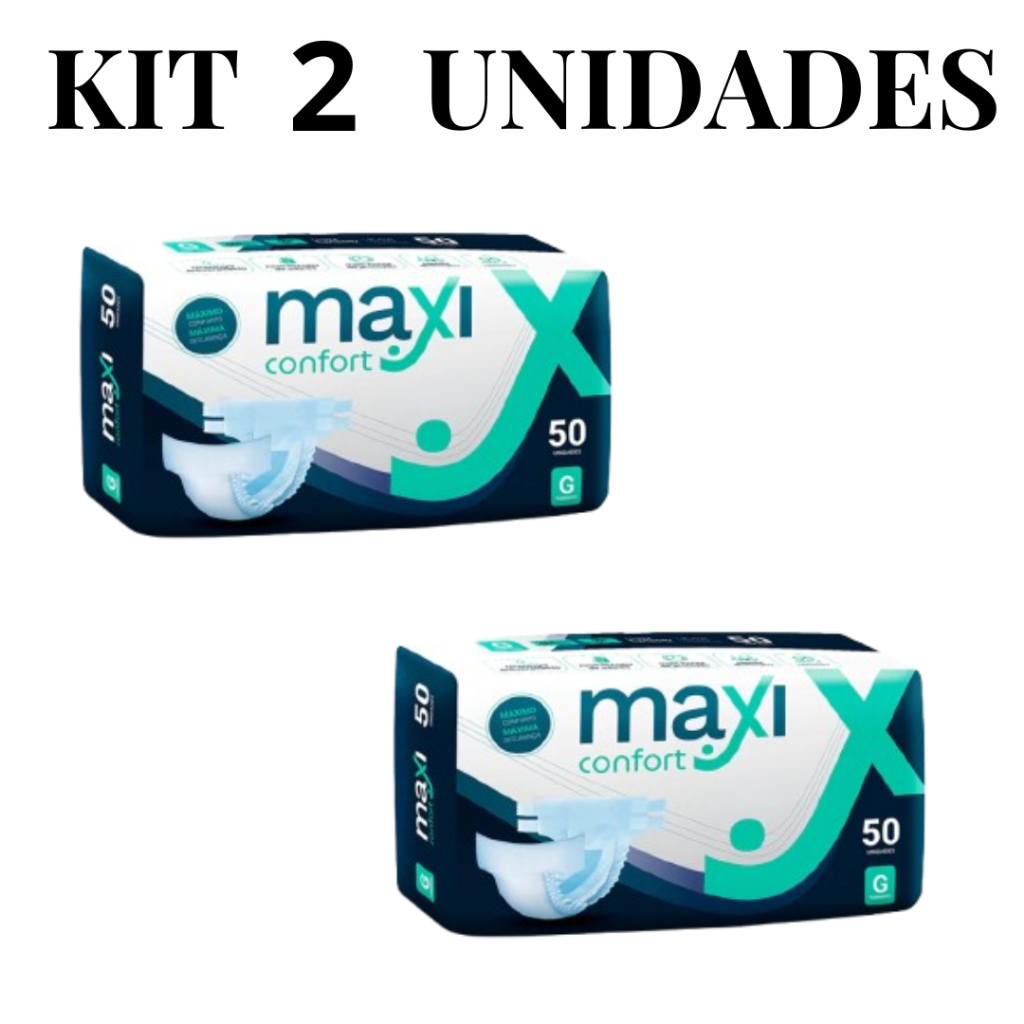 Kit 2 Fraldas Geriátricas Maxi Confort Hyper G com 50