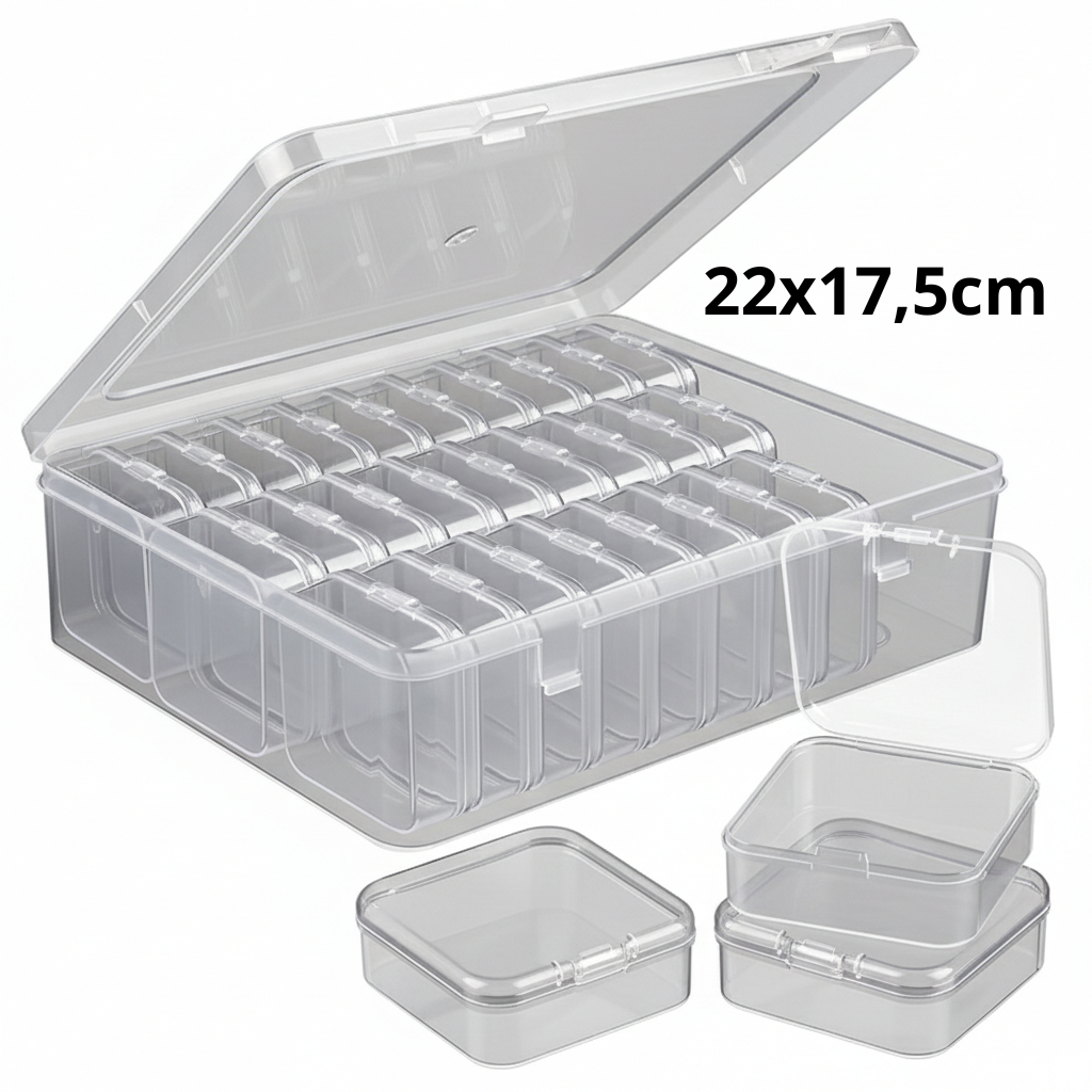 Caixa Organizadora 30 Potes Divisórias Miçangas Bijuteria Multiuso em Oferta na Shopee