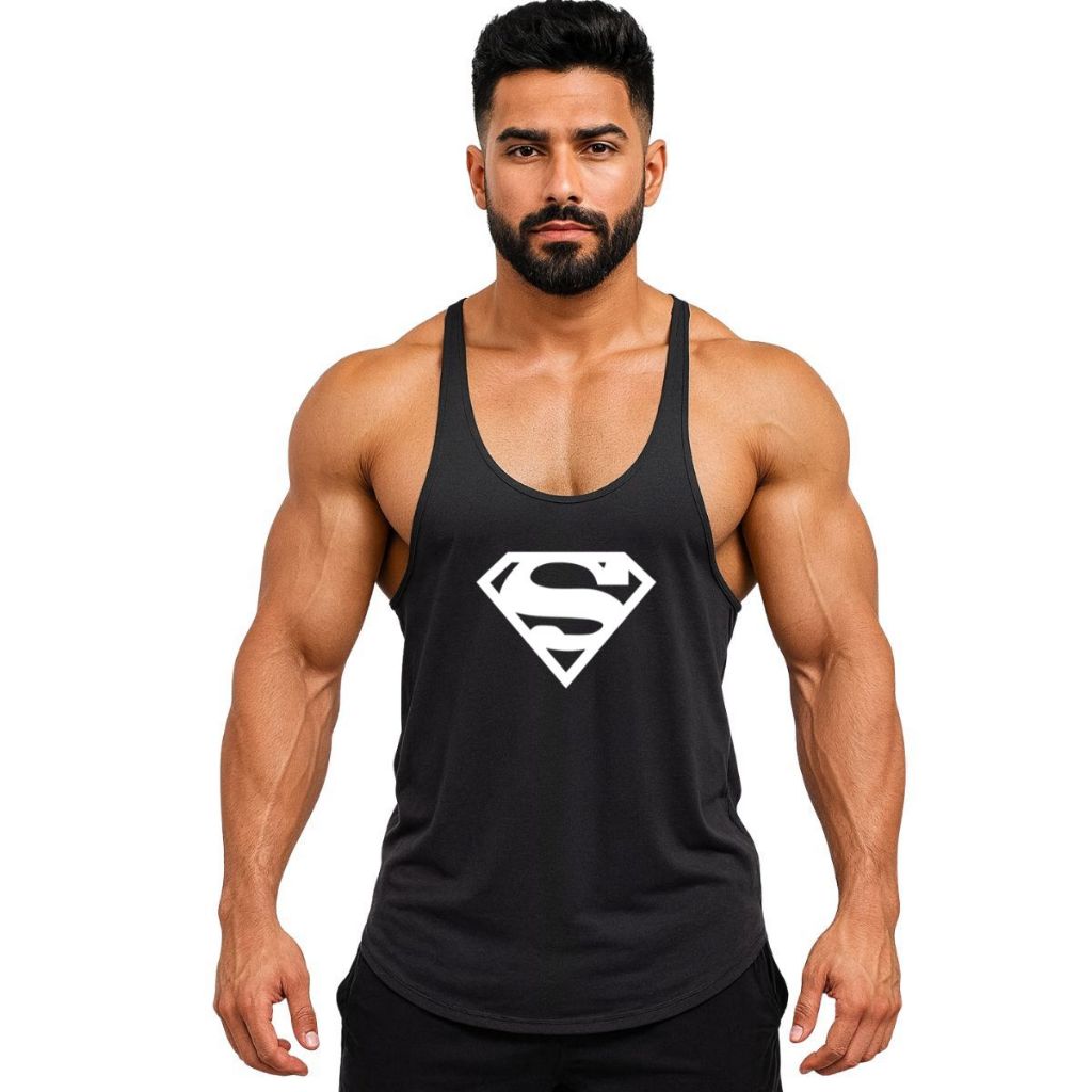 Regata Academia Masculina Super Man Camiseta Longline Musculação