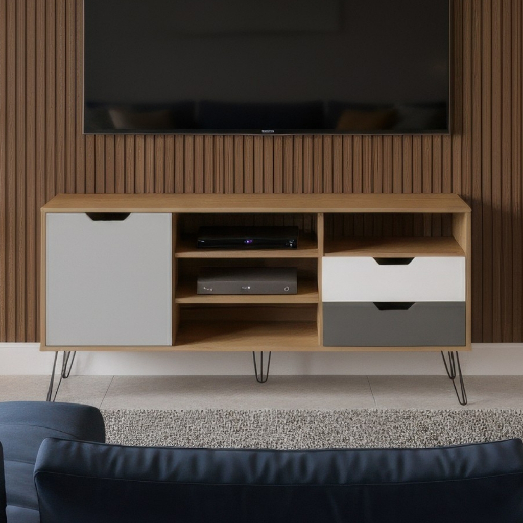 Rack Bancada Aparador Estocolmo Para Sala TV 60 Polegadas Design Moderno Estilo Escandinavo