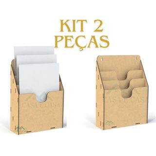 Organizador de Prontuário 3 Baias MDF Cru – Prático e Durável. Envio Imediato em Oferta na Shopee