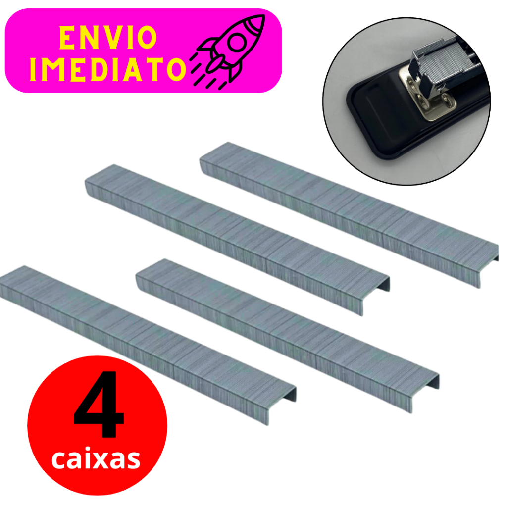 Kit 04 Caixas de Grampos Para Grampeador 26/6 Caixa Com 5000 Grampos Galvanizados de Alta Qualidade